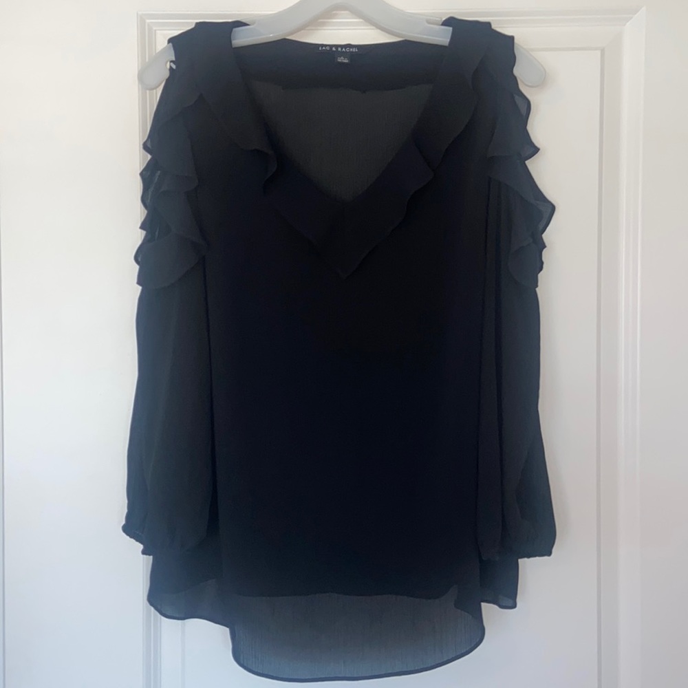 V Neck Ruffle Chiffon Top - Picture 3 of 7